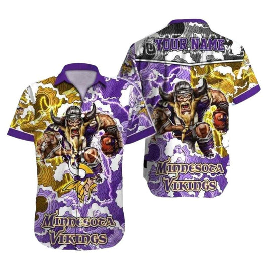 Personalized Minnesota Vikings Berserker Touchdown Tropical Hawaiian Shirt - Moonbestprint