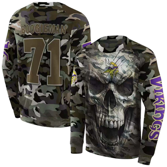 Personalized Minnesota Vikings Camo Skull AOP Sweatshirt - Moonbestprint