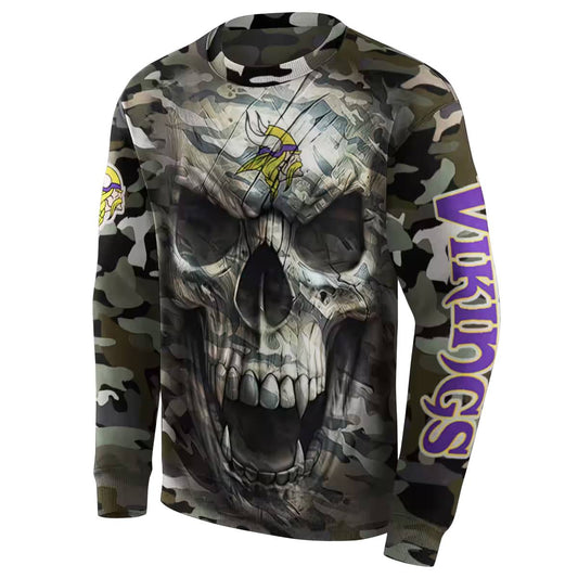 Personalized Minnesota Vikings Camo Skull AOP Sweatshirt - Moonbestprint
