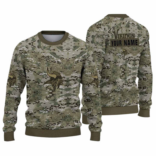 Personalized Minnesota Vikings Camouflage Blend Pattern AOP Sweatshirt - Moonbestprint