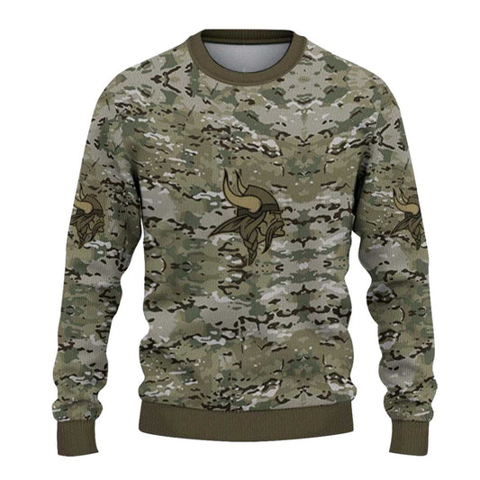 Personalized Minnesota Vikings Camouflage Blend Pattern AOP Sweatshirt - Moonbestprint