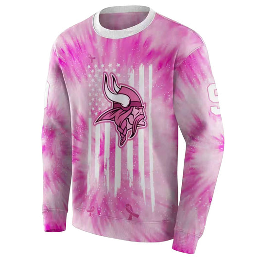 Personalized Minnesota Vikings Cancer Support Pink AOP Sweatshirt - Moonbestprint