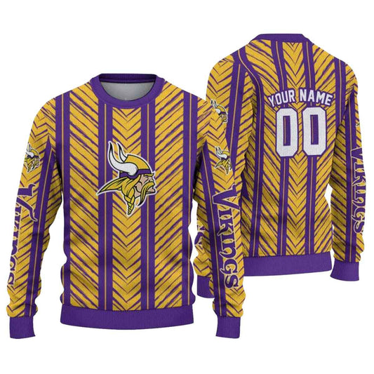 Personalized Minnesota Vikings Chevron Rows Purple AOP Sweatshirt - Moonbestprint