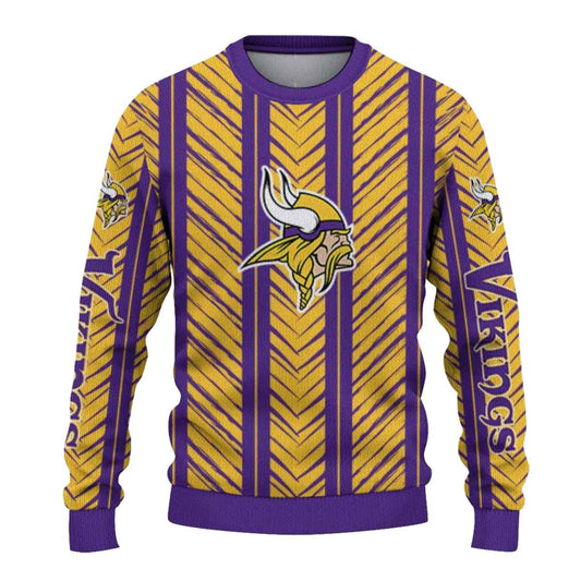 Personalized Minnesota Vikings Chevron Rows Purple AOP Sweatshirt - Moonbestprint
