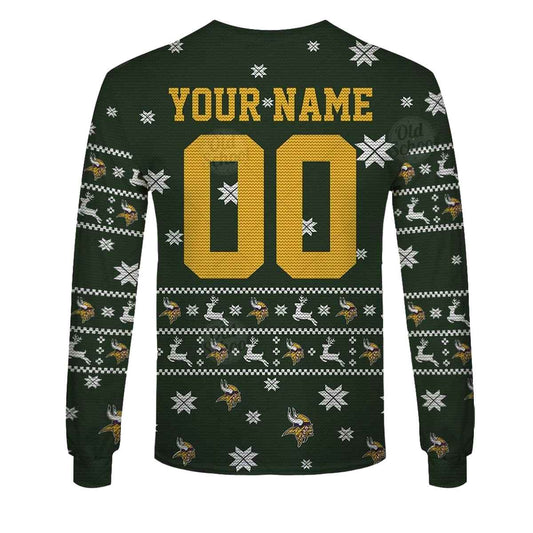 Personalized Minnesota Vikings Christmas Sweater Style Stay Home And Watch Vikings AOP Sweatshirt - Moonbestprint