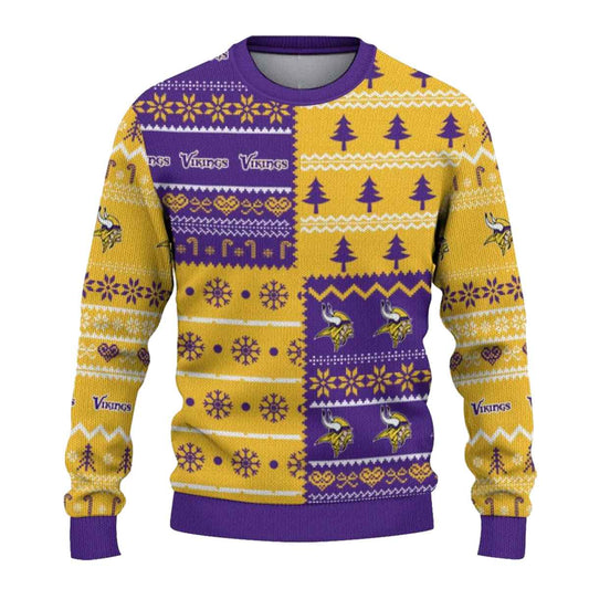 Personalized Minnesota Vikings ChristmasTree Bands White AOP Sweatshirt - Moonbestprint