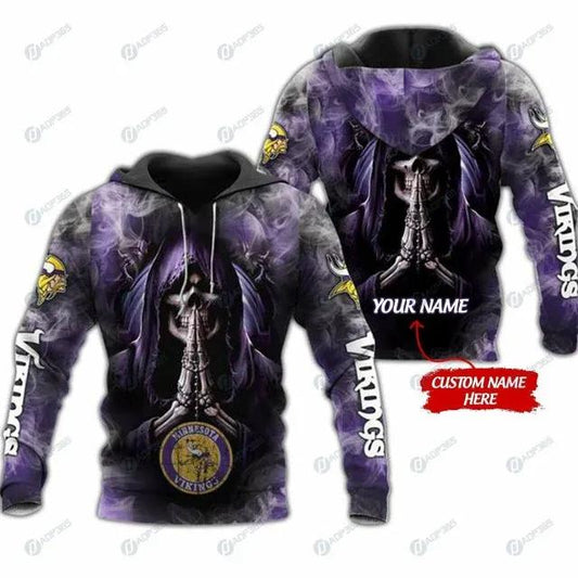 Personalized Minnesota Vikings Death 3D Hoodie, NFL Hoodie Moonbestprint