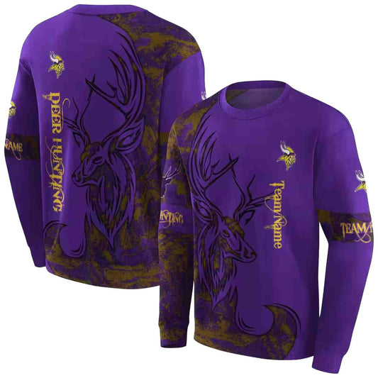 Personalized Minnesota Vikings Deer Silhouette Purple AOP Sweatshirt - Moonbestprint