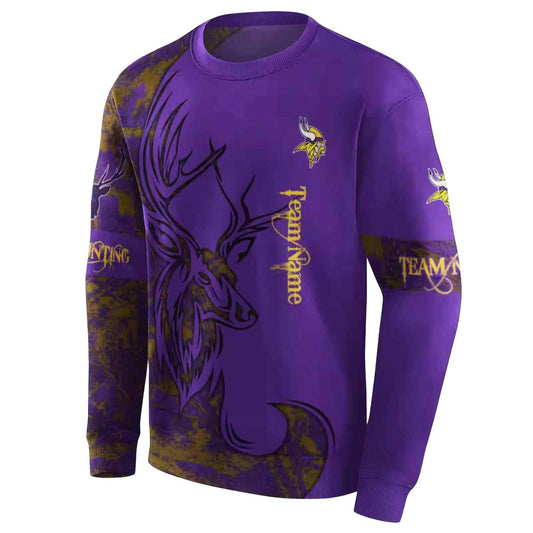 Personalized Minnesota Vikings Deer Silhouette Purple AOP Sweatshirt - Moonbestprint