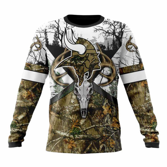 Personalized Minnesota Vikings Deer Skull And Forest AOP Sweatshirt - Moonbestprint