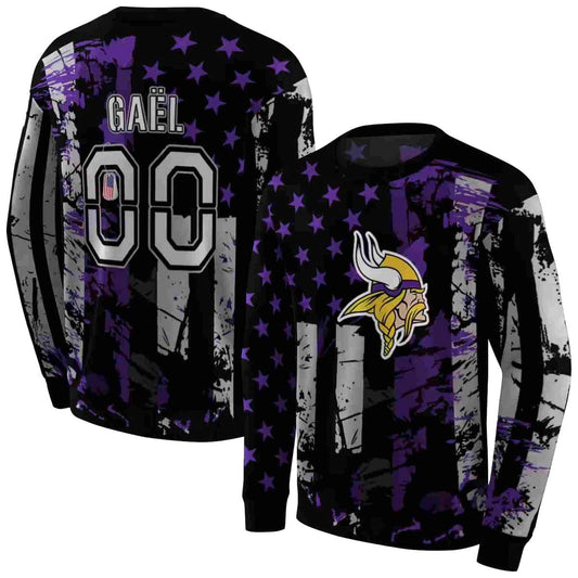 Personalized Minnesota Vikings Distressed Flag Purple Black AOP Sweatshirt - Moonbestprint