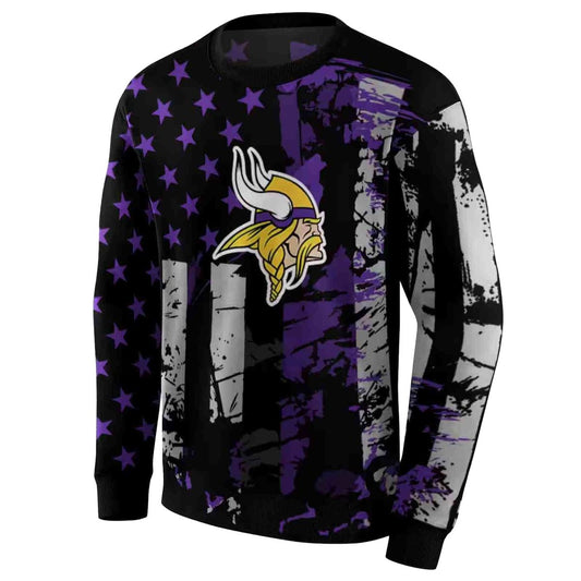 Personalized Minnesota Vikings Distressed Flag Purple Black AOP Sweatshirt - Moonbestprint