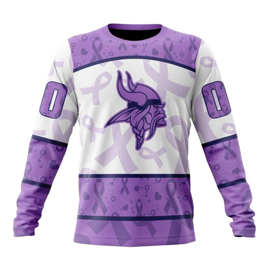 Personalized Minnesota Vikings Fight Cancer AOP Sweatshirt - Moonbestprint