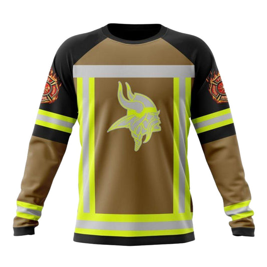Personalized Minnesota Vikings Firefighter Uniform AOP Sweatshirt - Moonbestprint