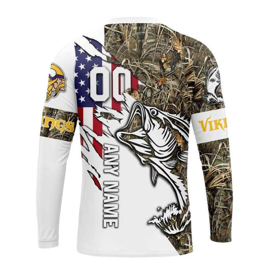 Personalized Minnesota Vikings Fishing With Flag Of USA AOP Sweatshirt - Moonbestprint