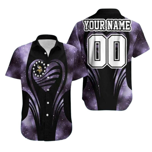 Personalized Minnesota Vikings Galaxy Star Hawaiian Shirt - Moonbestprint