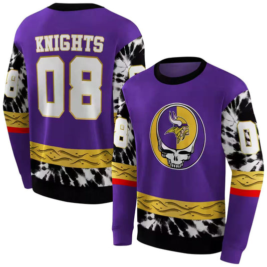 Personalized Minnesota Vikings Grateful Dead Vibes Purple AOP Sweatshirt - Moonbestprint