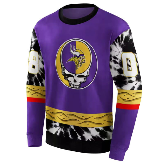 Personalized Minnesota Vikings Grateful Dead Vibes Purple AOP Sweatshirt - Moonbestprint