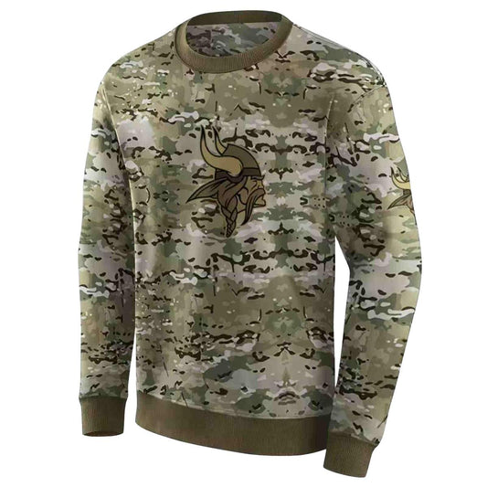 Personalized Minnesota Vikings Logo And Military Style AOP Sweatshirt - Moonbestprint