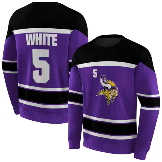 Personalized Minnesota Vikings Logo And Striped Purple And Black Pattern AOP Sweatshirt - Moonbestprint