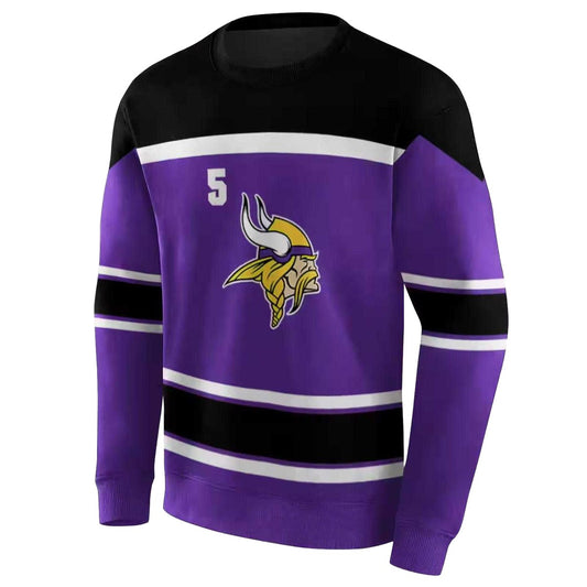 Personalized Minnesota Vikings Logo And Striped Purple And Black Pattern AOP Sweatshirt - Moonbestprint
