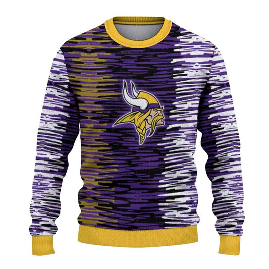 Personalized Minnesota Vikings Logo Camouflage Stripe Purple white AOP Sweatshirt - Moonbestprint
