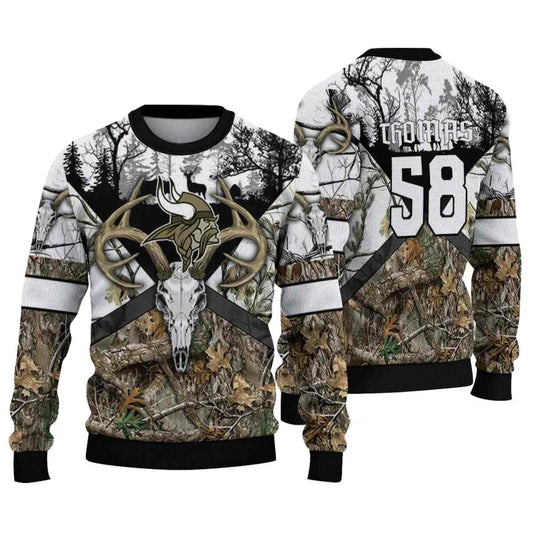Personalized Minnesota Vikings Logo Deer Antlers AOP Sweatshirt - Moonbestprint
