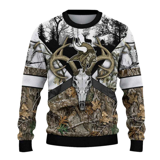 Personalized Minnesota Vikings Logo Deer Antlers AOP Sweatshirt - Moonbestprint