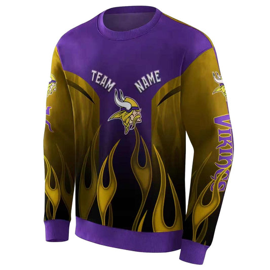 Personalized Minnesota Vikings Logo Flame Design Purple AOP Sweatshirt - Moonbestprint
