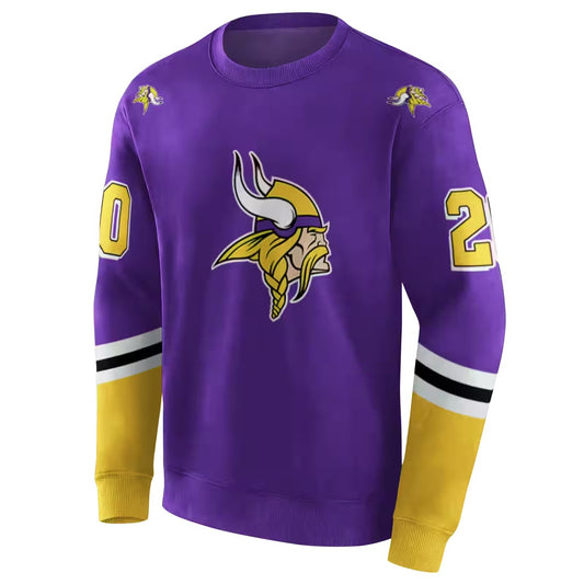 Personalized Minnesota Vikings Logo In My Heart Striped Yellow Purple AOP Sweatshirt - Moonbestprint