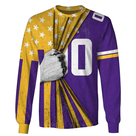 Personalized Minnesota Vikings Logo In My Heart US Flag AOP Sweatshirt - Moonbestprint