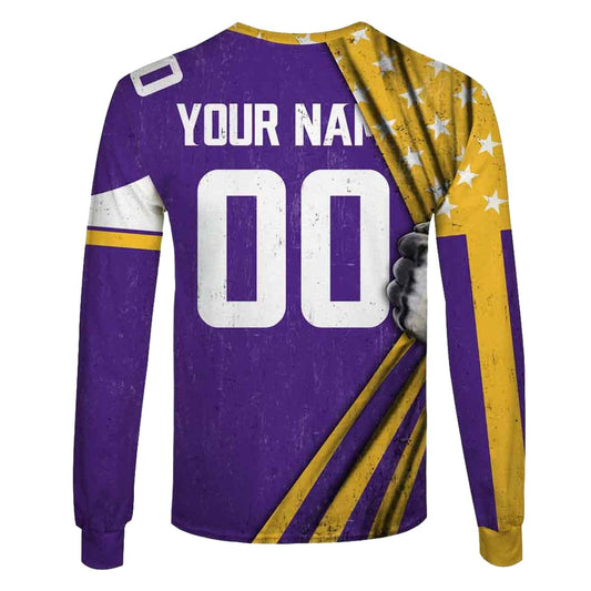 Personalized Minnesota Vikings Logo In My Heart US Flag AOP Sweatshirt - Moonbestprint