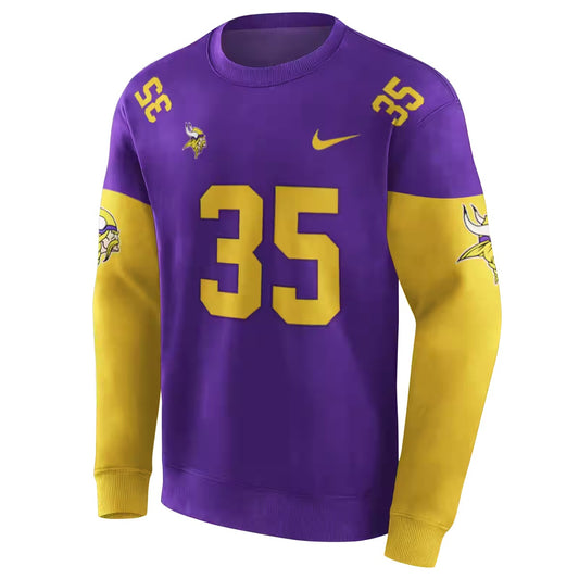 Personalized Minnesota Vikings Logo Minimal Design Purple AOP Sweatshirt - Moonbestprint