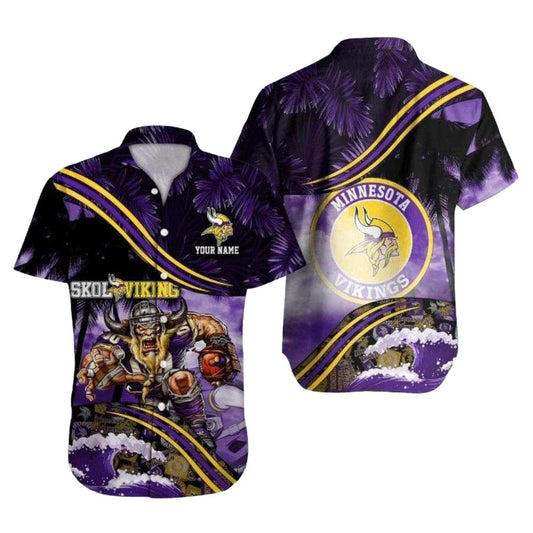 Personalized Minnesota Vikings Mascot Night Rider Hawaiian Shirt - Moonbestprint