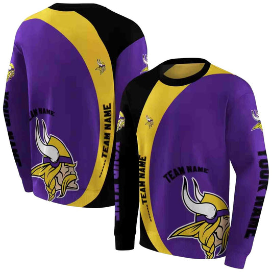 Personalized Minnesota Vikings Minimalist Design Purple Black AOP Sweatshirt - Moonbestprint