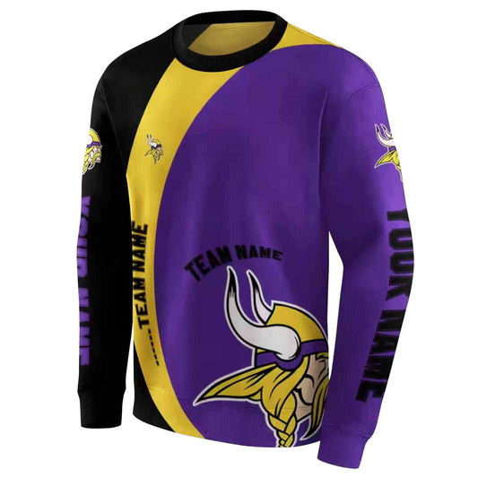 Personalized Minnesota Vikings Minimalist Design Purple Black AOP Sweatshirt - Moonbestprint