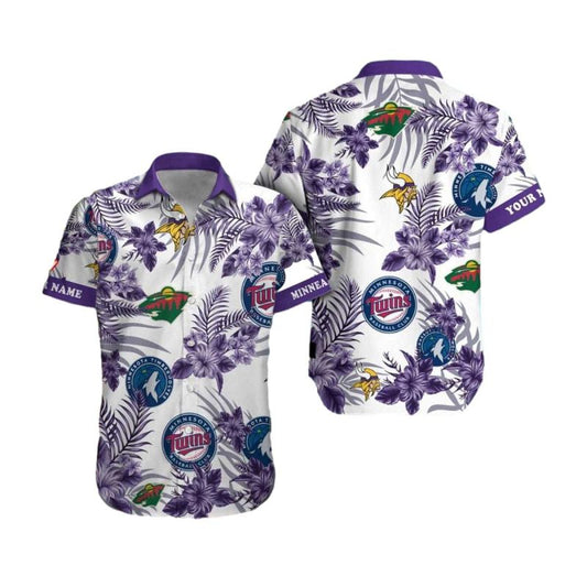 Personalized Minnesota Vikings Minnesota Twins Minnesota Timberwolves Minnesota Wild Hawaiian Shirt - Moonbestprint