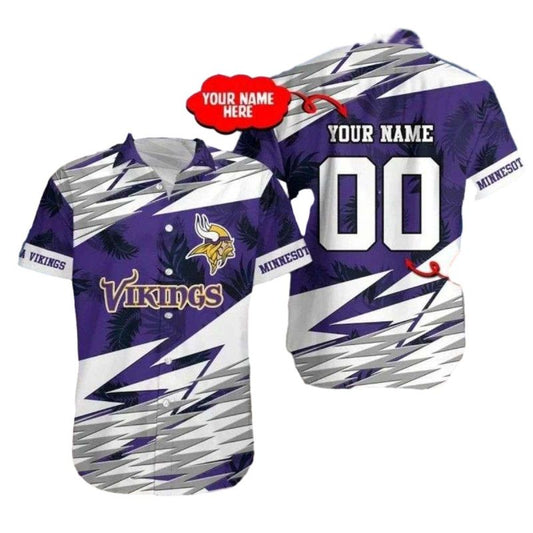 Personalized Minnesota Vikings Purple Blitz Hawaiian Shirt - Moonbestprint