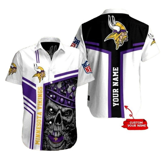 Personalized Minnesota Vikings Skull King Hawaiian Shirt - Moonbestprint