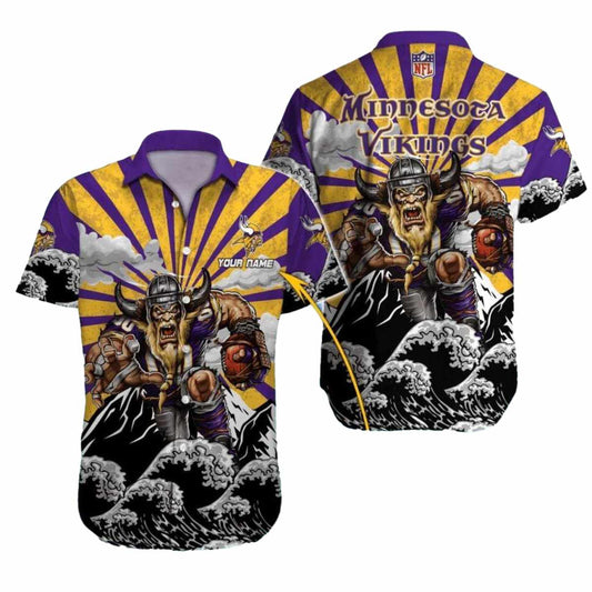 Personalized Minnesota Vikings Storm And Viking Warrior Hawaiian Shirt - Moonbestprint