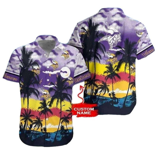 Personalized Minnesota Vikings Sunset Beachside Hawaiian Shirt - Moonbestprint