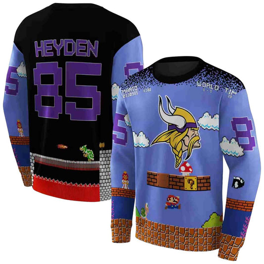 Personalized Minnesota Vikings Super Mario Blue Black AOP Sweatshirt - Moonbestprint