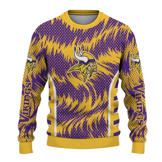 Personalized Minnesota Vikings Swirl Flow Yellow And Purple Pattern AOP Sweatshirt - Moonbestprint