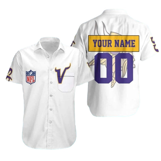 Personalized Minnesota Vikings Team Logo In My Heart White Hawaiian Shirt - Moonbestprint