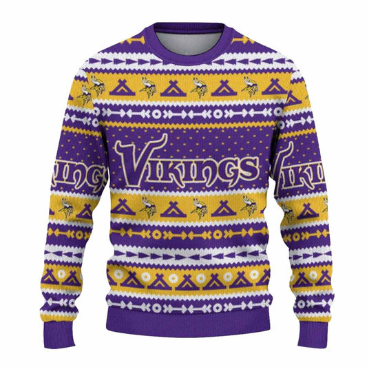Personalized Minnesota Vikings Tent Stripes Purple White And Yellow AOP Sweatshirt - Moonbestprint