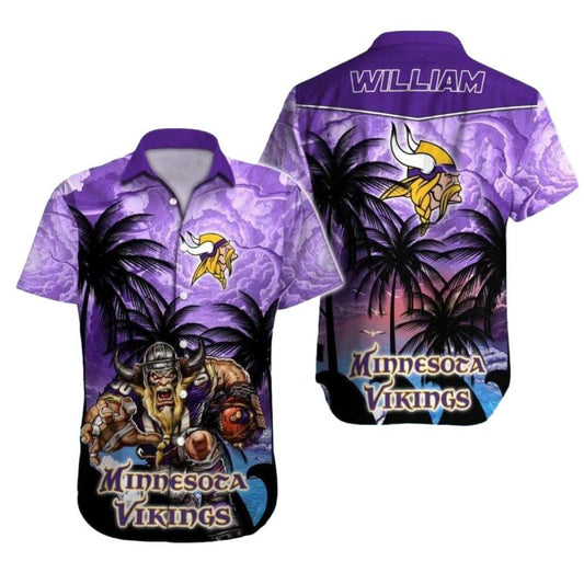 Personalized Minnesota Vikings Thunderstorm Viking Warrior Hawaiian Shirt - Moonbestprint