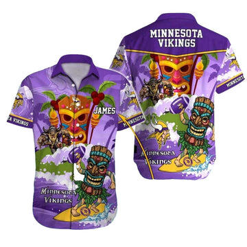 Personalized Minnesota Vikings Tiki Beach And Surf Hawaiian Shirt - Moonbestprint