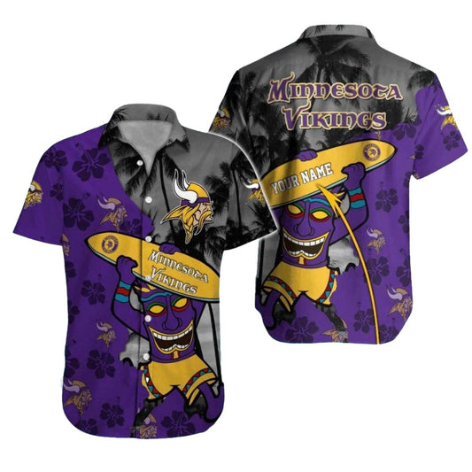 Personalized Minnesota Vikings Tiki Surfer Funny Hawaiian Shirt - Moonbestprint