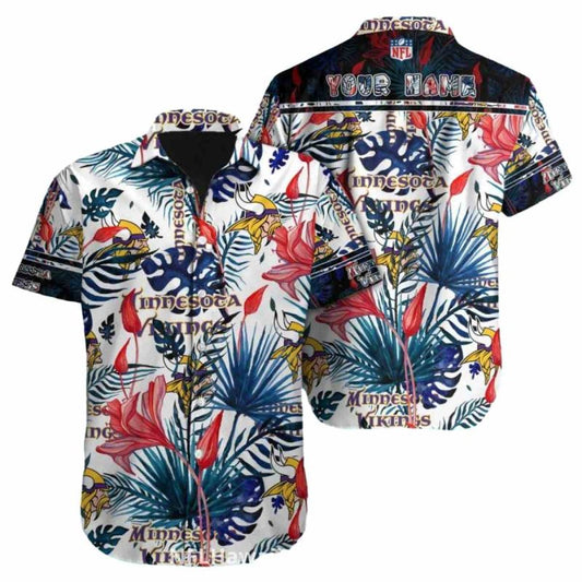 Personalized Minnesota Vikings Vibrant Floral Hawaiian Shirt - Moonbestprint