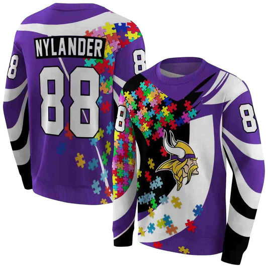 Personalized Minnesota Vikings zed Minnesota Vikings Puzzle Pieces Purple AOP Sweatshirt - Moonbestprint